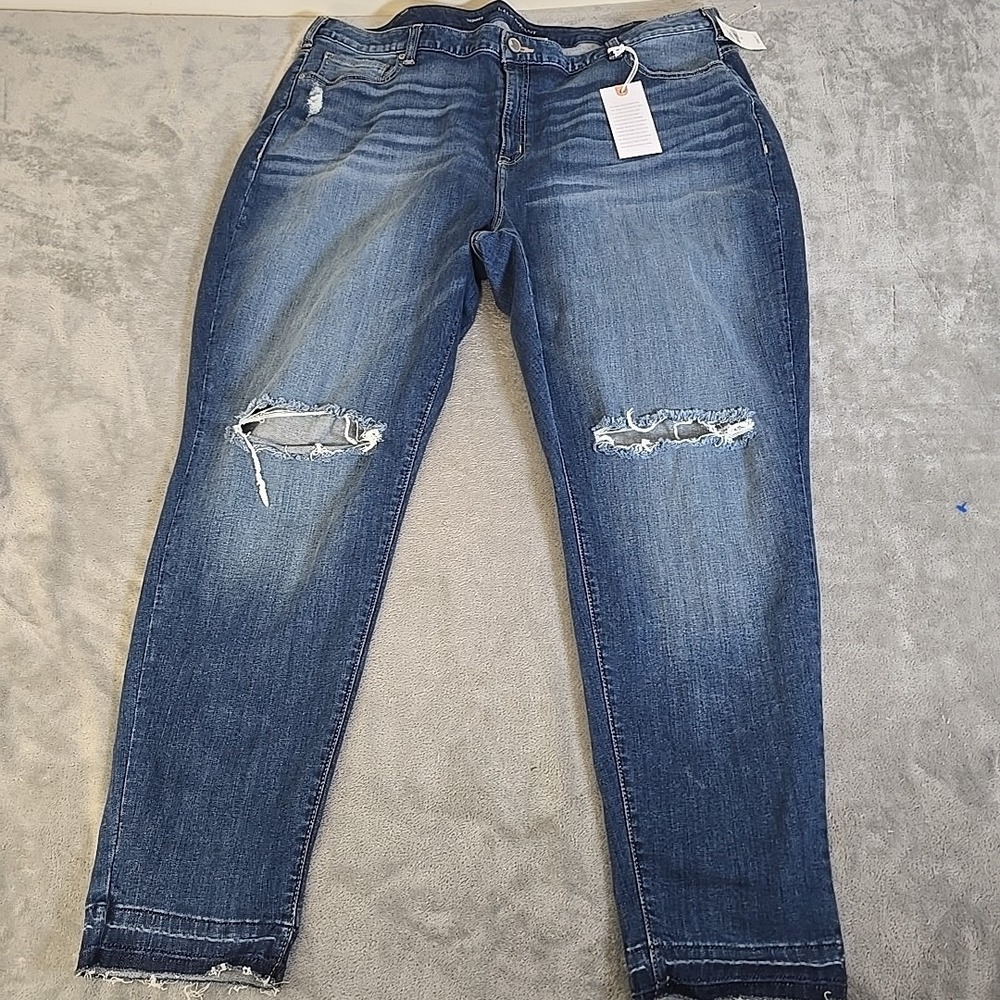 Lane Bryant Jeans Womens 26 Blue Skinny Limited Edition Destroyed Raw Hem Casual